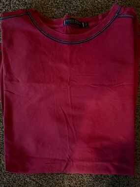 Agave Short Sleeve Tee in Deep Pink with Contrast Stitching